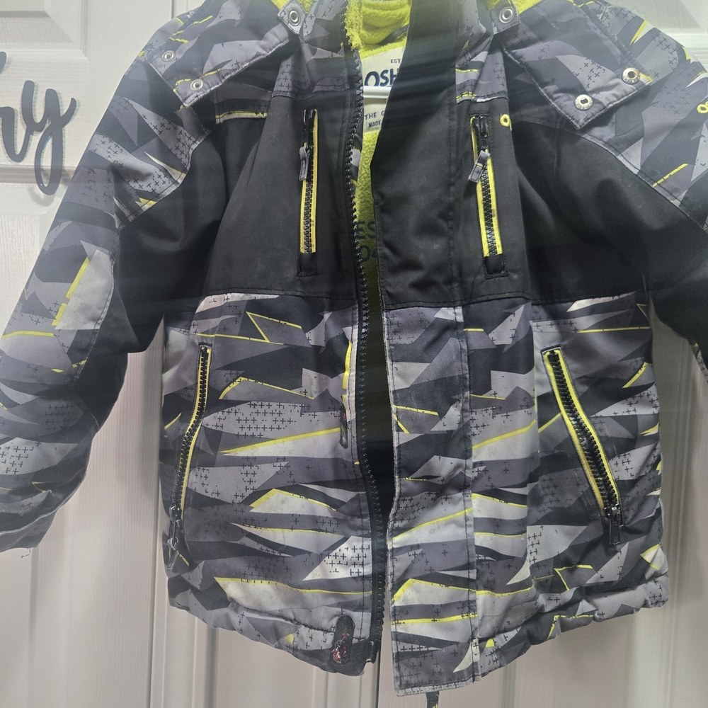 OshKosh B'gosh Bright Yellow Black And Grey Winter Jacket